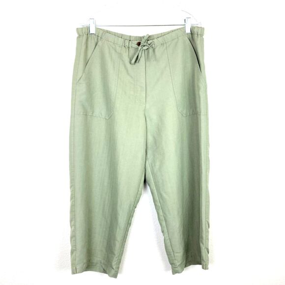 Havana Jack's Cafe Women's Cropped Ankle Pants Size L Green Beach Resort Cruise - Picture 1 of 4